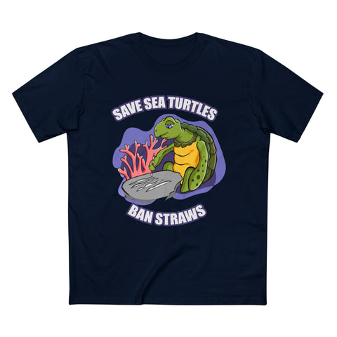 Save Sea Turtles. Ban Straws - Men’s T-Shirt