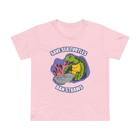 Save Sea Turtles. Ban Straws - Women’s T-Shirt