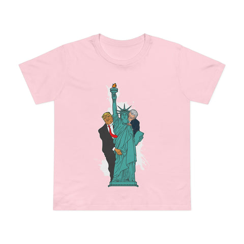 Trump Biden Statue Of Liberty - Menage A Trois - Women’s T-Shirt